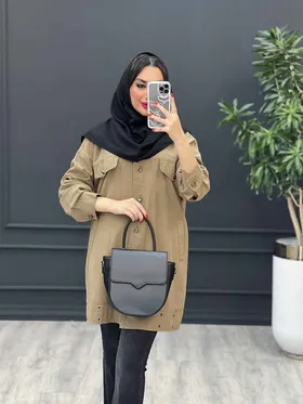 مانتو لینن پایین پرچ دار
