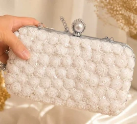 کیف عروس مدل آرالیا نقره ای