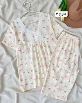 ست تیشرت و شلوارک موسلین کد 5085