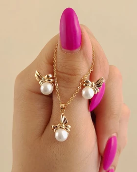 نیم ست پاپیون مرواریدی ژوپینگ