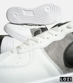 کفش کتانی مردانه و زنانه سفید طوسی مشکی نایک NIKE AIR FORCE مدل 7050