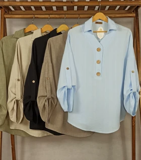 شومیز باکسی(YA-10-25-38) (آبی آسمانی)