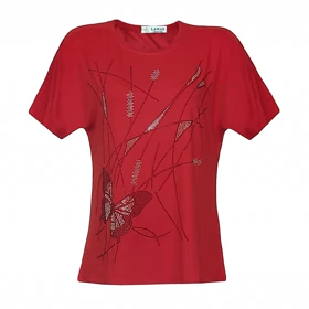 بلوز آستین کوتاه زنانه ویسکوز طرح پروانه