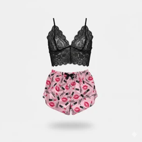 ست نیمتنه گیپور و شلوارک طرح ماتیک 013