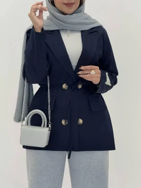 3582-مانتو کت کتان مارک