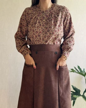 شومیز مخمل کبریتی طرحدار 5