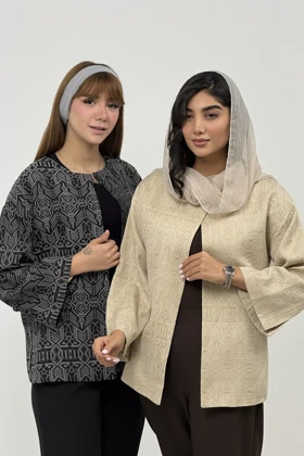 کت زنانه ژاکارد آستین چاک‌دار