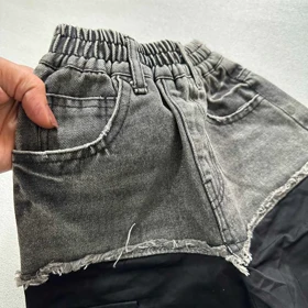 شلوار ترکیبی جین و کتان بچه گانه مدل بگ اورجینال