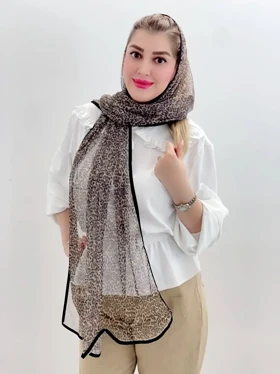 شال توری پلنگی - طرح پلنگی خنک و سبک مناسب استایل روزمره و مجلسی