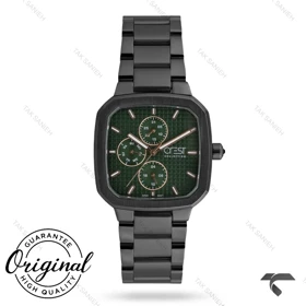 ساعت کرست مردانه 6370-2 صفحه سبز بند مشکی Crest-11061-G