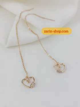 گوشواره بلند بخیه نگینی طرح جواهر