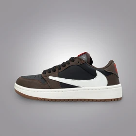 کفش کتانی زنانه نایک ایر جردن 1 ترویس دارک موکا (Nike Air Jordan 1 x Low Travis Scott Dark Mocha) کد 2336