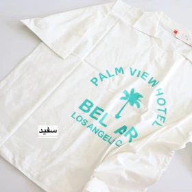 تیشرت یقه‌دار لانگ Bel Air کد 6087 (سفید)