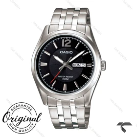 ساعت کاسیو دو تقویمه MTP-1335D-1AV مردانه سیلور صفحه مشکی Casio-10365-G