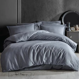 سرویس روتختی کاوری طرح بیسیک راه راه هتلی طوسی کد 108000