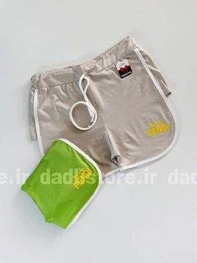 شورتک ورزشی نخ پنبه نواردوزی طرح فندی Fendi