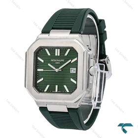 ساعت مچی مردانه پتک فیلیپ Cubitus نقره ای بند رابر سبز Patek-6927-G
