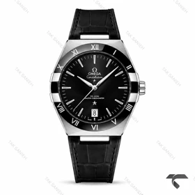 ساعت امگا کانسلیشن مردانه سیلور بند چرم مشکی Omega-10770-G