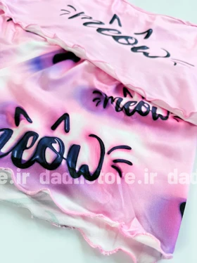 ست لباس خواب تاپ و شورتک نخ پنبه طرح نوشته Meow