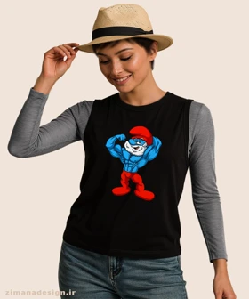 تاپ مردانه و زنانه طرح اسمورف بدنساز کد 1053