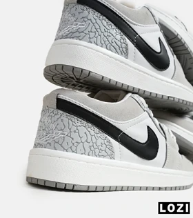 کفش کتانی مردانه و زنانه سفید طوسی مشکی نایک NIKE jordan 1