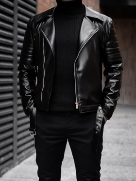 کاپشن چرم بایکر کارلوتی کد j106