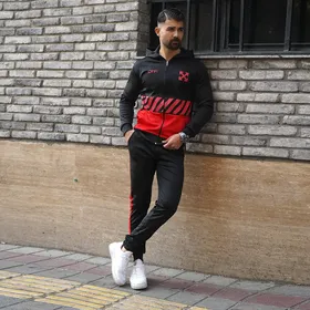 ست سویشرت شلوار مردانه مشکی قرمزoff-white مدل Manga