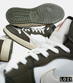 کفش کتانی ساق‌دار سفید زیتونی مردانه NIKE travis scott