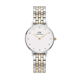 ساعت دنیل ولینگتون زنانه دورنگ طلایی ایندکس نگین بند فلزی DW-4910-L