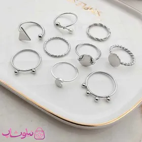 پک انگشتر دخترانه سیلور 9 عددی