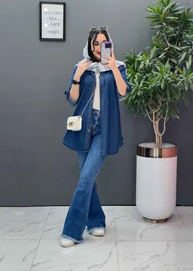 مانتو جین بهاره جلو دکمه