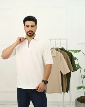 تیشرت نیم زیپ ژاکارد مردانه 0894