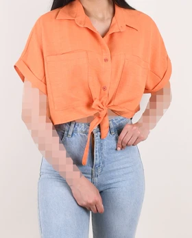 شومیز رنگی جلو گره‌ای