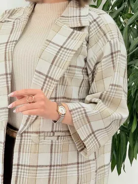 پالتو چهارخونه دو دکمه لعیا