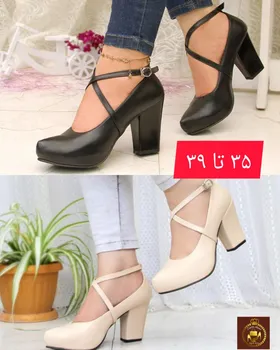 کفش مجلسی پاشنه‌بلند زنانه سارا دو بندضربدری