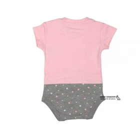 زیردکمه آستین کوتاه برگ سبز طرح خرگوش تکه دوزی