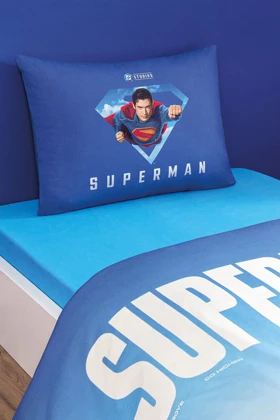 سرویس روتختی یک نفره Özdilek مدل Superman Genesis پنبه‌ای - آبی