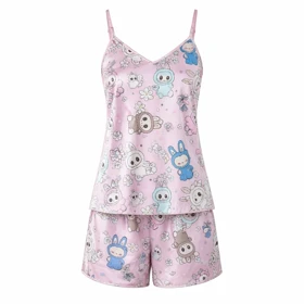 تاپ شورت ساتن طرح لبوبو برند مایلا کد 8029