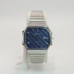 ساعت مچی مردانه والار Walar بند کرکره ای با قفل ریلی (نقره ای صفحه آبی)