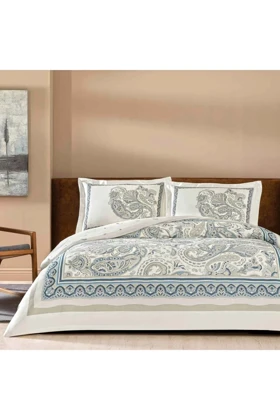 سرویس روتختی دو نفره Taç مدل Ivory Saten پنبه‌ای - آبی