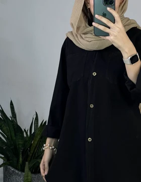مانتو بلند غنچه مشکی