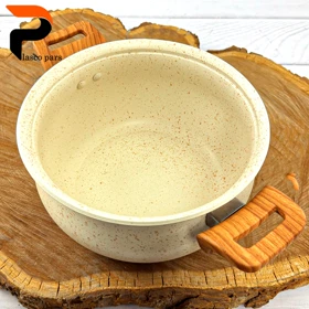 قابلمه 24 دسته چوبی گرانیتی کرمی هاناتک