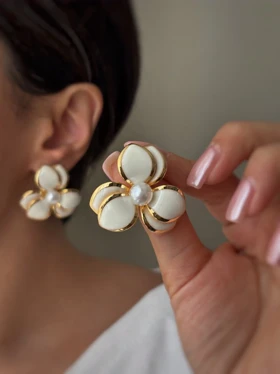 گوشواره گل دو لایه