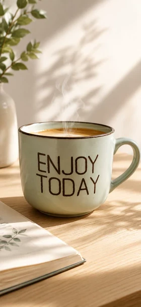 ماگ وارداتی سرامیک Enjoy Today (سبز کم رنگ)
