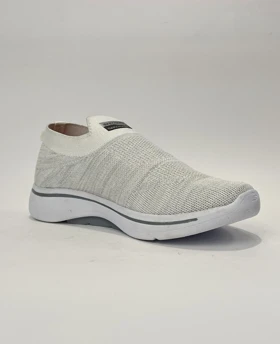 کفش راحتی اسکچرز جورابی بدون بند طوسی روشن