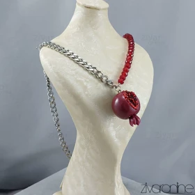 گردنبند کارتیر نقره ای با آویز انار 50074