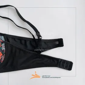 ست هارنس دار مشکی گل‌دار فانتزی فنردار برند نوشه پوش