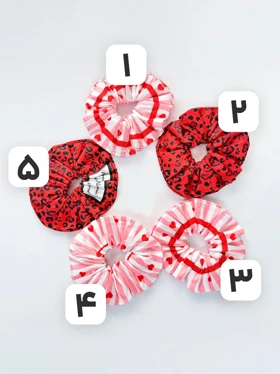 کش مو اسکرانچی ساتن طرح پلنگی و قلبی