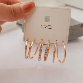 پک گوشواره حلقه‌ای بزرگ نگینی