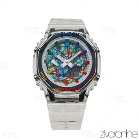 ساعت جی شاک GA2100 مردانه چند موتوره شیشه ای صفحه آبرنگی 105814